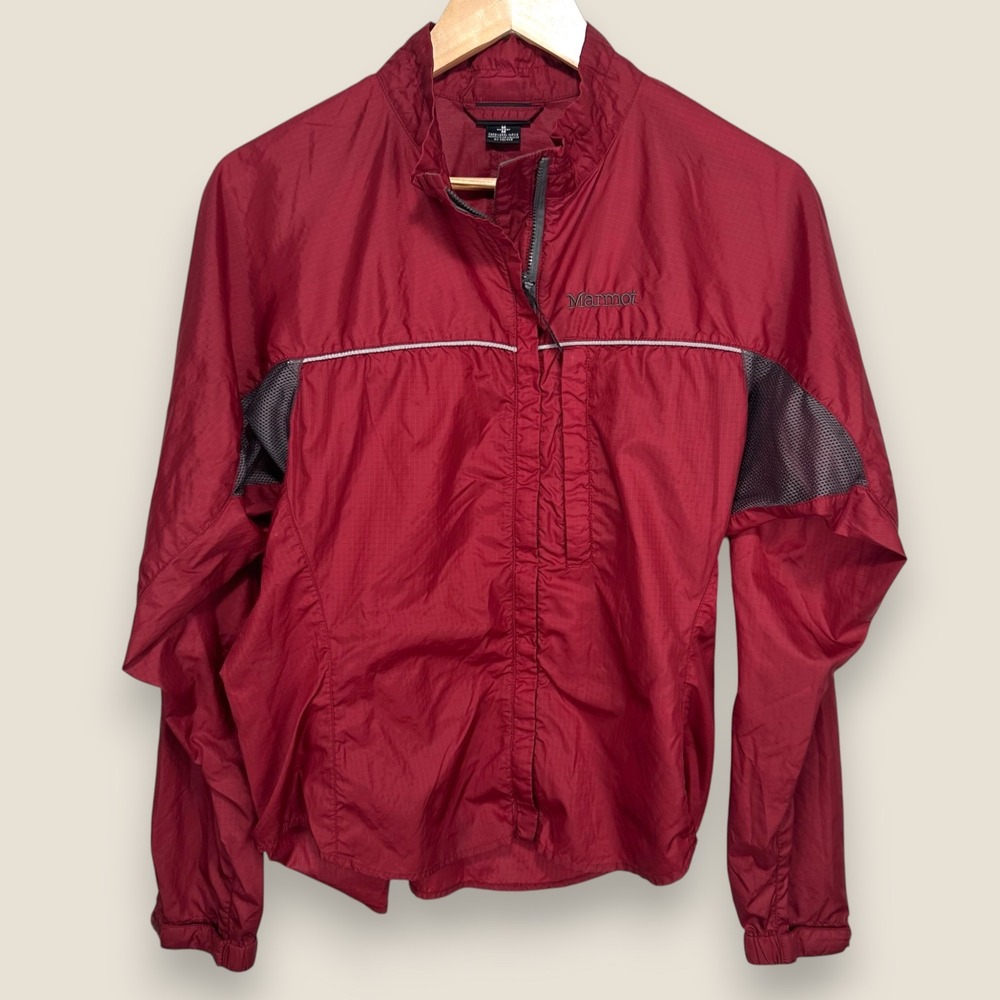 Marmot Windbreaker Jacket Shirt Women Medium Red Lightweight Zip Breathable